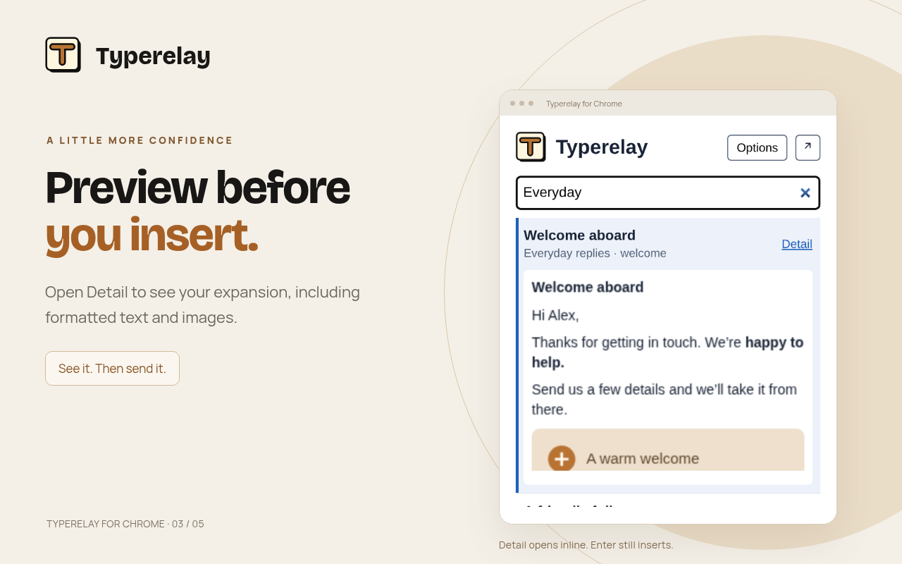 Typerelay - Chrome extension