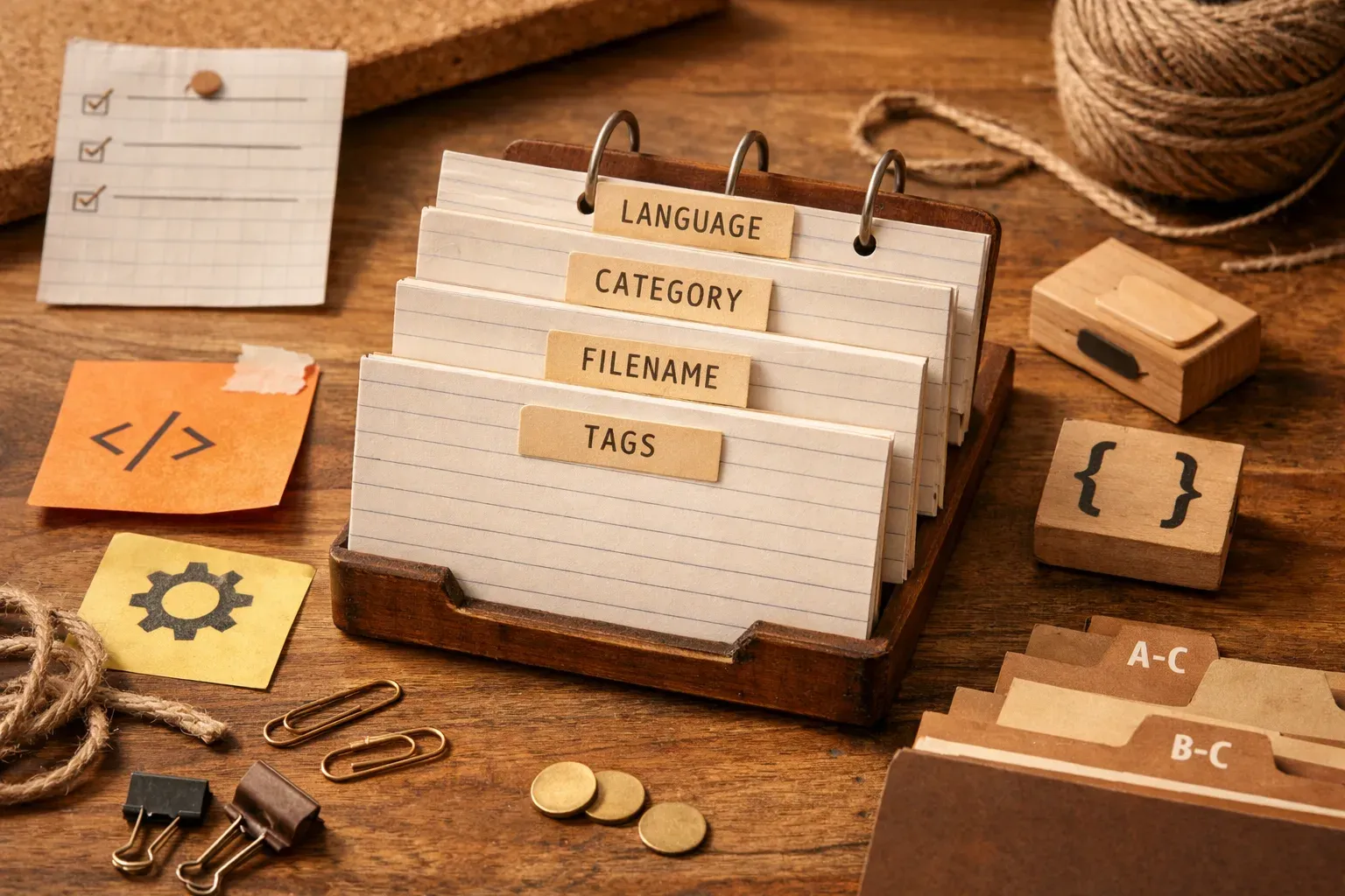 Editorial photograph illustrating Set basic rules before adding snippets A small amount of structure makes a shared library much easier to use. Agree on a few conventions before the collection grows: