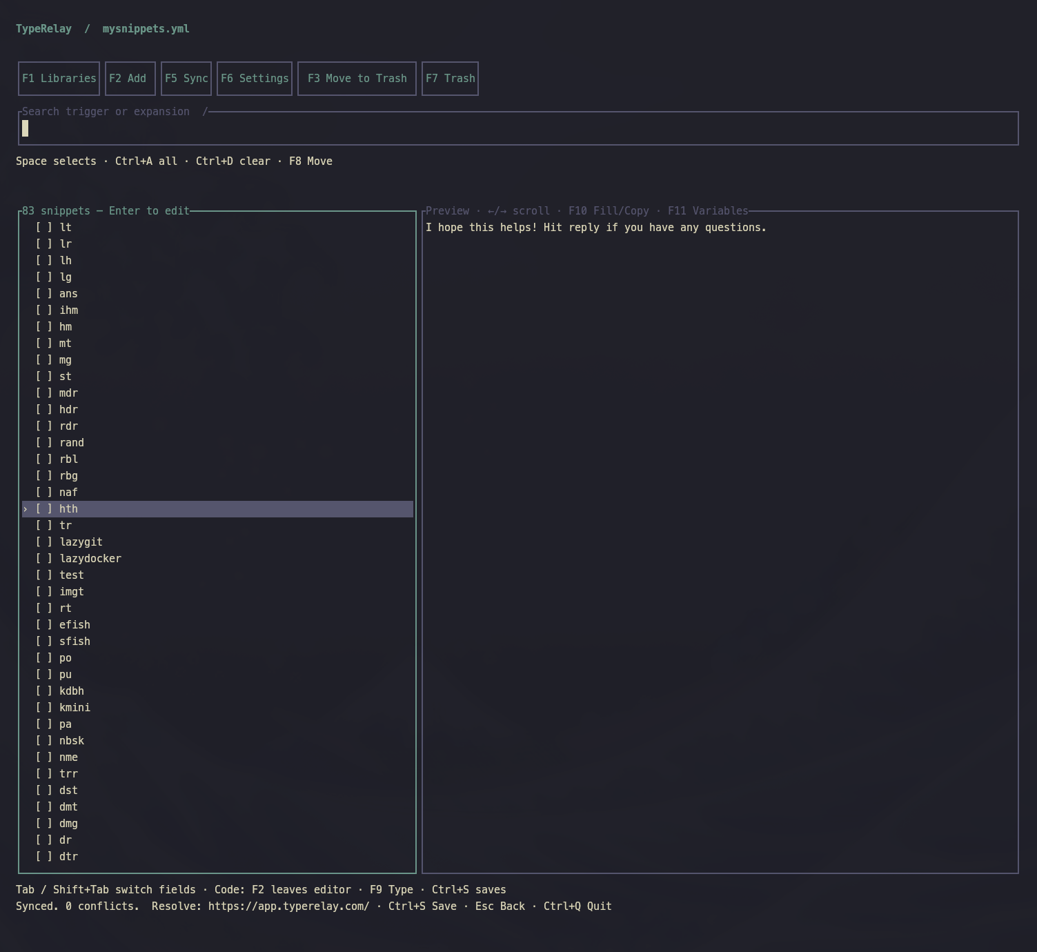Text expansion in the terminal