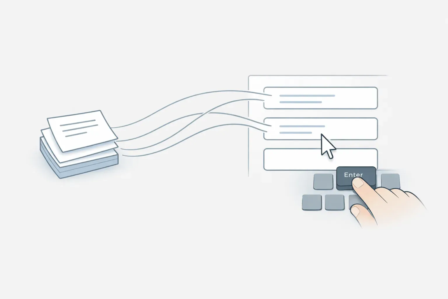 Abstract notes flow into form fields, illustrating how reusable text snippets can save typing.