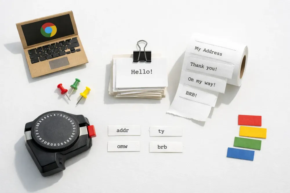 Editorial photograph illustrating Text Expander for Chromebook: Quick Snippets in Chrome Apps