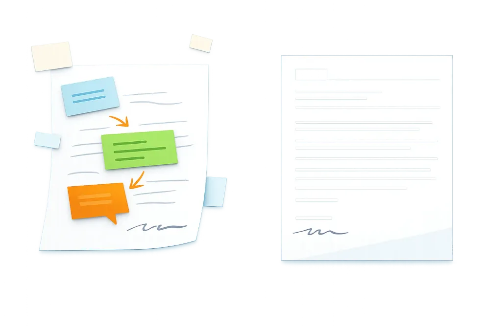 Illustration contrasting reusable reply snippets added to a personal email with a complete reusable email template.