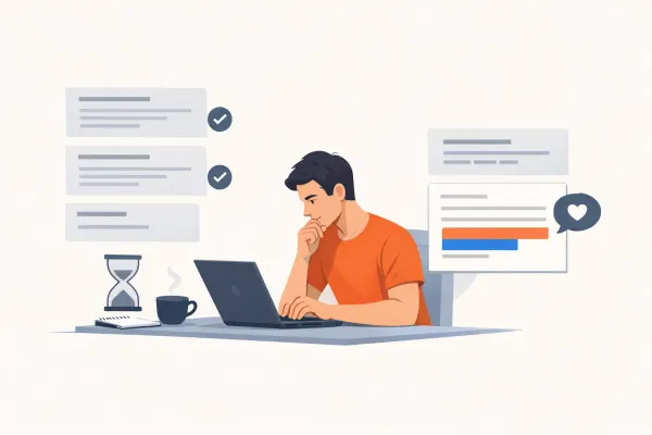A solo founder reviews a customer support email and adapts reusable reply notes before responding.