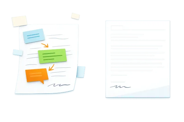 Illustration contrasting reusable reply snippets added to a personal email with a complete reusable email template.